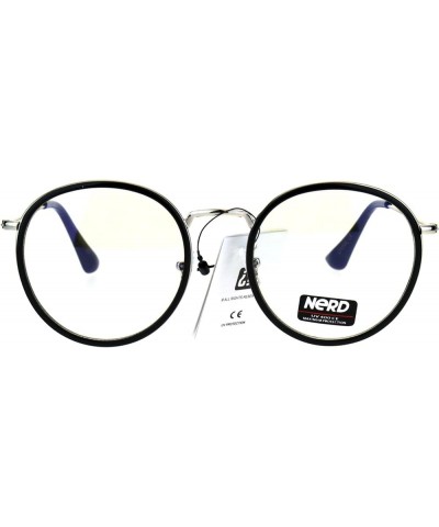 Vintage Fashion Clear Lens Glasses Round Double Frame Eyeglasses UV 400 Black Silver clear $8.93 Round