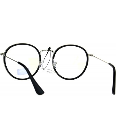 Vintage Fashion Clear Lens Glasses Round Double Frame Eyeglasses UV 400 Black Silver clear $8.93 Round