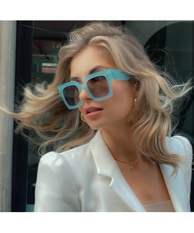 Vintage Oversized Square Sunglasses for Women, Retro Womens Sunglasses UV400 Trendy Luxury Big Sun Glasses Blue $10.00 Square