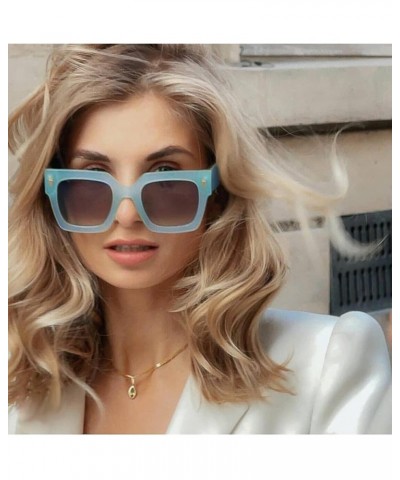 Vintage Oversized Square Sunglasses for Women, Retro Womens Sunglasses UV400 Trendy Luxury Big Sun Glasses Blue $10.00 Square