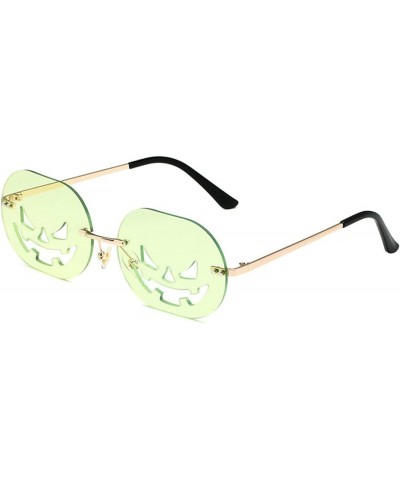 funny Rimless Pumpkin Shape Sunglasses For Women Men Oval Sun Glasses Halloween Party Punk Sun Glasses Eyeglasses Green $9.66...