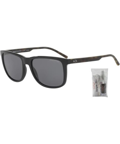 Armani Exchange AX4070S Pillow Sunglasses for Men + BUNDLE with Designer iWear Care Kit Shiny Black / Grey Polar $45.39 Designer