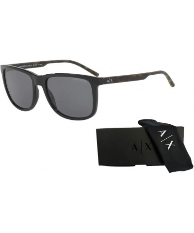 Armani Exchange AX4070S Pillow Sunglasses for Men + BUNDLE with Designer iWear Care Kit Shiny Black / Grey Polar $45.39 Designer