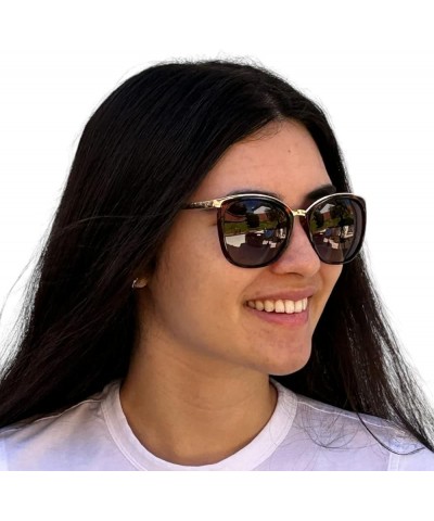 Vintage Thick Oversized Plastic Frame Womens Sunglasses UV 400 Brown - Cz Studded $9.85 Aviator