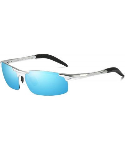 ETAI Men's Driving Polarized Sports Sunglasses Series UV400 Al-Mg Alloy For Men 8177 Silver Blue $12.85 Sport