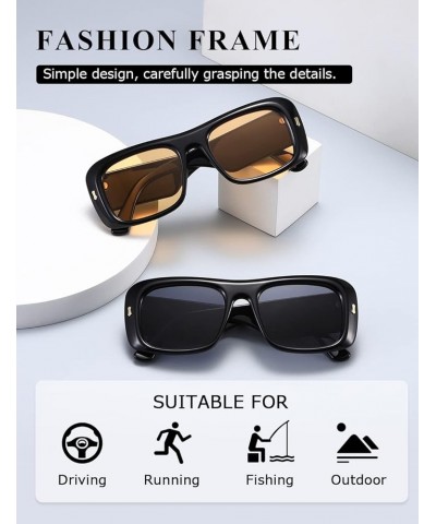 Sunglasses for Women Men Trendy Retro Fashion Sun Glasses 90's Vintage Y2K Oversize Square Frame Shades K1337 Black Yellow+bl...