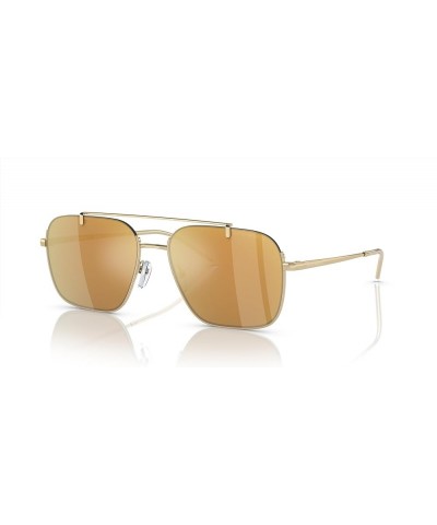 Men's Ea2150 Aviator Sunglasses Shiny Pale Gold/Brown Mirrored Gold $55.20 Designer