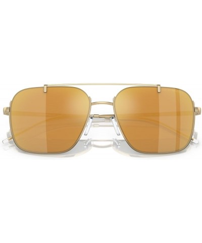 Men's Ea2150 Aviator Sunglasses Shiny Pale Gold/Brown Mirrored Gold $55.20 Designer