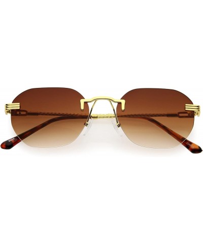 Geometric Vintage-Inspired Metal Frame Polygon Sunglasses D240 Gold / Amber $10.99 Rimless