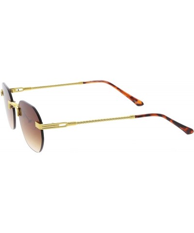 Geometric Vintage-Inspired Metal Frame Polygon Sunglasses D240 Gold / Amber $10.99 Rimless