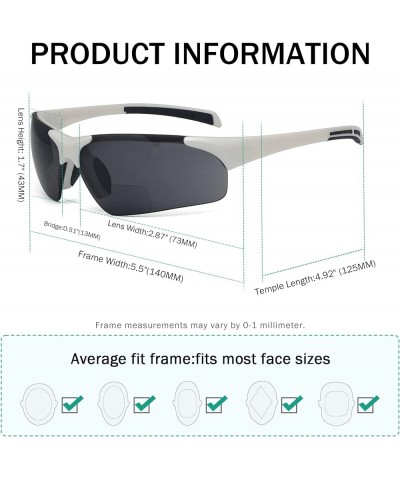 TR90 Unbreakable Sports Half-Rimless Bifocal Sunglasses Baseball Running Fishing Driving Golf Softball Hiking Grey Frame Grey...