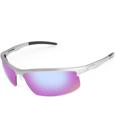 Cylinder Polarized Mirror Lens Sunglasses with Silver Frame Polarized Mirror Blue $74.08 Designer