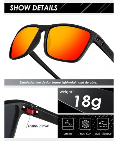 Polarized Sunglasses for Men Women, Lightweight Classic Square Mens Sunglasses UV Protection for Driving A02 Black/Ice Blue/R...