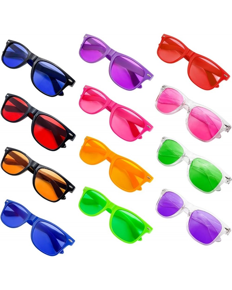 12/24 Pack Wholesale Retro Neon Colors Party Favor Supplies Unisex Sunglasses Bulk for Adults Teens, UV400 Protection 12 Mix ...