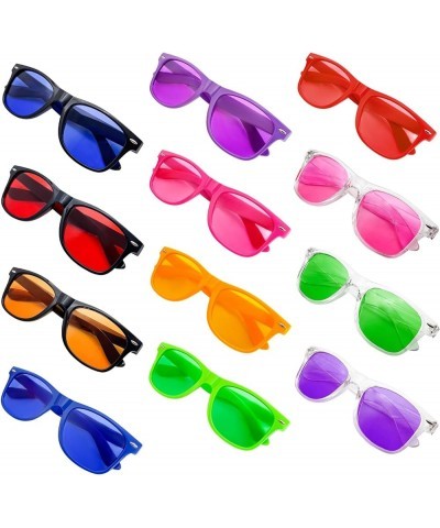 12/24 Pack Wholesale Retro Neon Colors Party Favor Supplies Unisex Sunglasses Bulk for Adults Teens, UV400 Protection 12 Mix ...