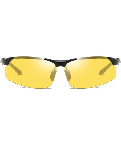 Classic Aviator Sunglasses Polarized Al-Mg alloy Driving Sunglasses 100% UV Blocking Black Yellow $19.61 Aviator