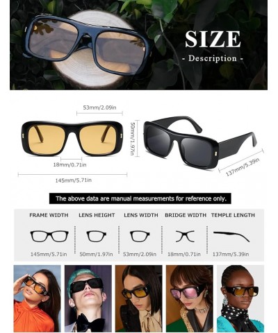 Sunglasses for Women Men Trendy Retro Fashion Sun Glasses 90's Vintage Y2K Oversize Square Frame Shades K1337 Black Yellow+bl...