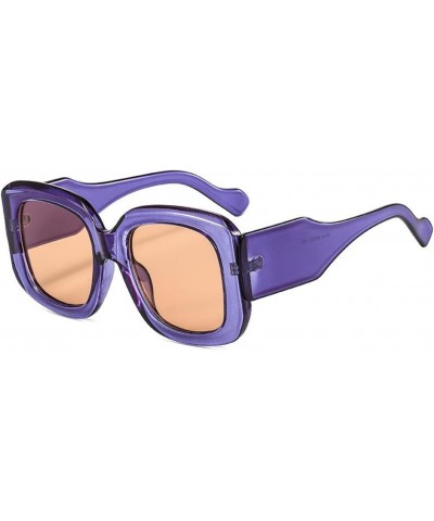 Luxury Square Sunglasses Women Vintage Oversize Sun Glasses UV400 S9410 (C5-PURPLE) $9.89 Square