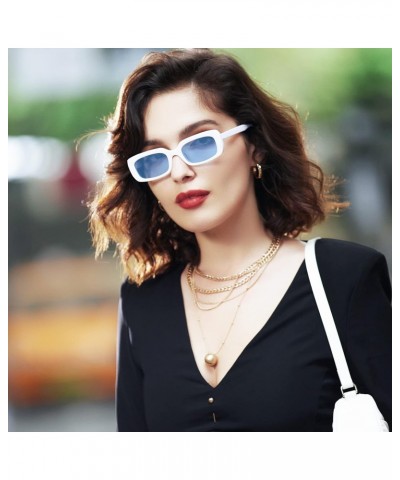 veda Tinda Rectangle Sunglasses Womens White 90's Retro Trendy Fashion Cool Vintage Square Sun Glasses Y2k Accessories UV400 ...