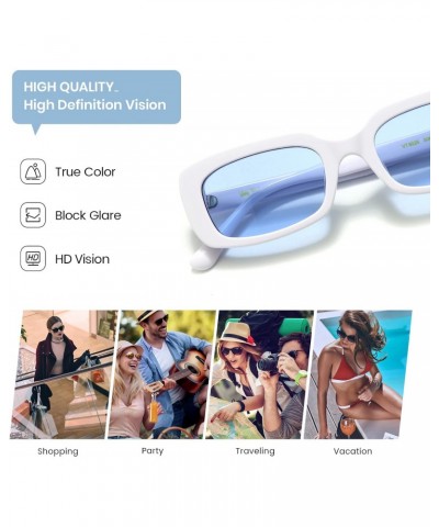 veda Tinda Rectangle Sunglasses Womens White 90's Retro Trendy Fashion Cool Vintage Square Sun Glasses Y2k Accessories UV400 ...