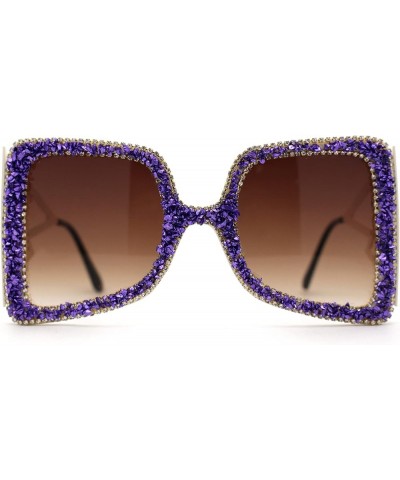 Chunky Nugget Dripping Glit Luxe Butterfly Bolt Arm Sunglasses White Purple / Brown $11.10 Butterfly