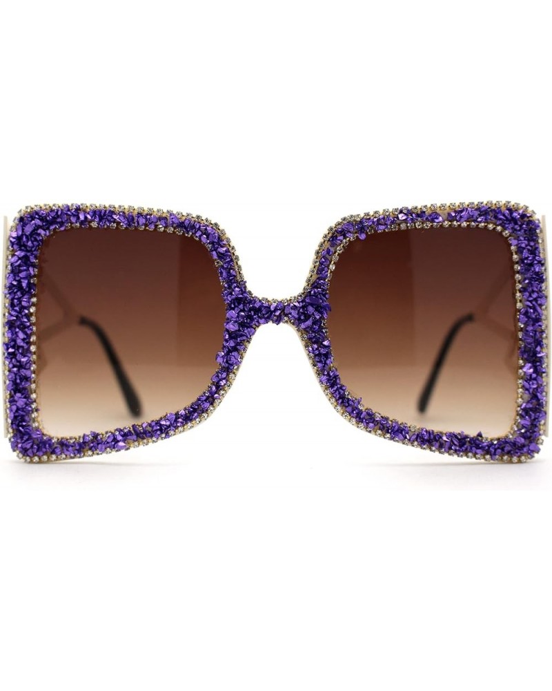 Chunky Nugget Dripping Glit Luxe Butterfly Bolt Arm Sunglasses White Purple / Brown $11.10 Butterfly