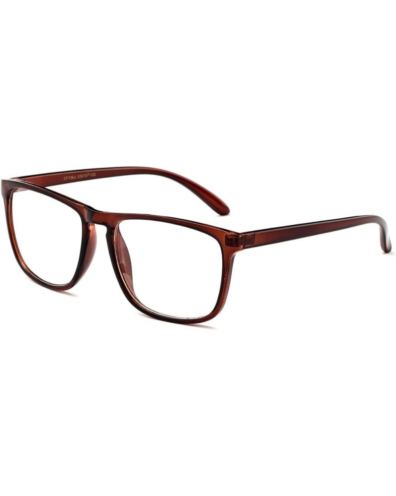 Arcadia" Slim Keyhole Design Round Fashion Clear Lens Glasses Brown $7.94 Round