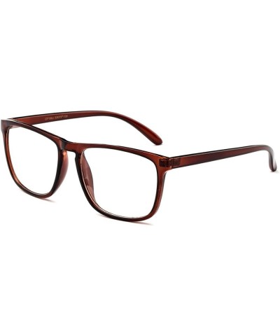 Arcadia" Slim Keyhole Design Round Fashion Clear Lens Glasses Brown $7.94 Round