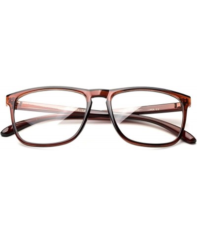 Arcadia" Slim Keyhole Design Round Fashion Clear Lens Glasses Brown $7.94 Round