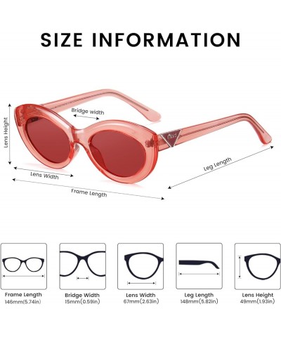 Retro Oval Sunglasses for Women Clout Glasses Vintage Polarized Cat Eye Sun Glass UV 400 Protection 1223 Transparent Orange/ ...