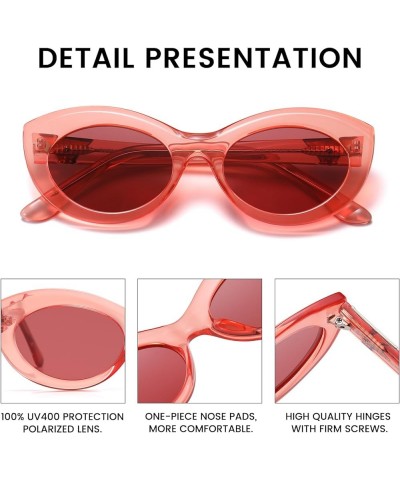 Retro Oval Sunglasses for Women Clout Glasses Vintage Polarized Cat Eye Sun Glass UV 400 Protection 1223 Transparent Orange/ ...