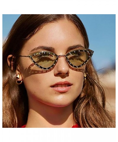 Triangular Cat-Eye Diamond-Studded Women's Sunglasses, Outdoor Holiday Beach Glasses (Color : A, Size : Medium) Medium D $11....