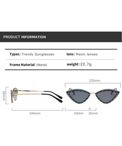 Triangular Cat-Eye Diamond-Studded Women's Sunglasses, Outdoor Holiday Beach Glasses (Color : A, Size : Medium) Medium D $11....