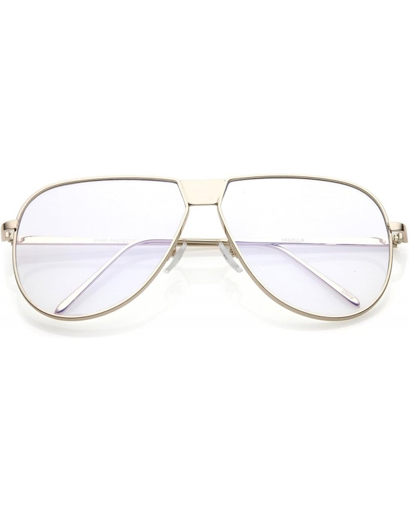 Oversize Full Metal Flat Top Clear Flat Lens Aviator Glasses 60mm Gold / Clear $9.68 Oversized