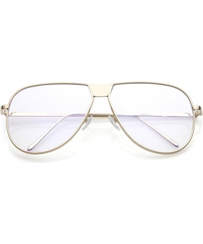 Oversize Full Metal Flat Top Clear Flat Lens Aviator Glasses 60mm Gold / Clear $9.68 Oversized