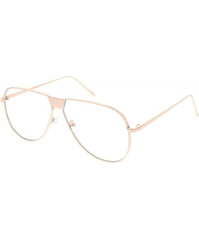 Oversize Full Metal Flat Top Clear Flat Lens Aviator Glasses 60mm Gold / Clear $9.68 Oversized