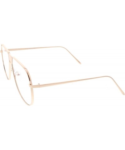 Oversize Full Metal Flat Top Clear Flat Lens Aviator Glasses 60mm Gold / Clear $9.68 Oversized