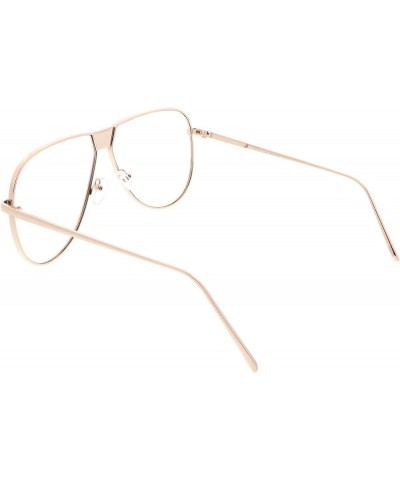 Oversize Full Metal Flat Top Clear Flat Lens Aviator Glasses 60mm Gold / Clear $9.68 Oversized