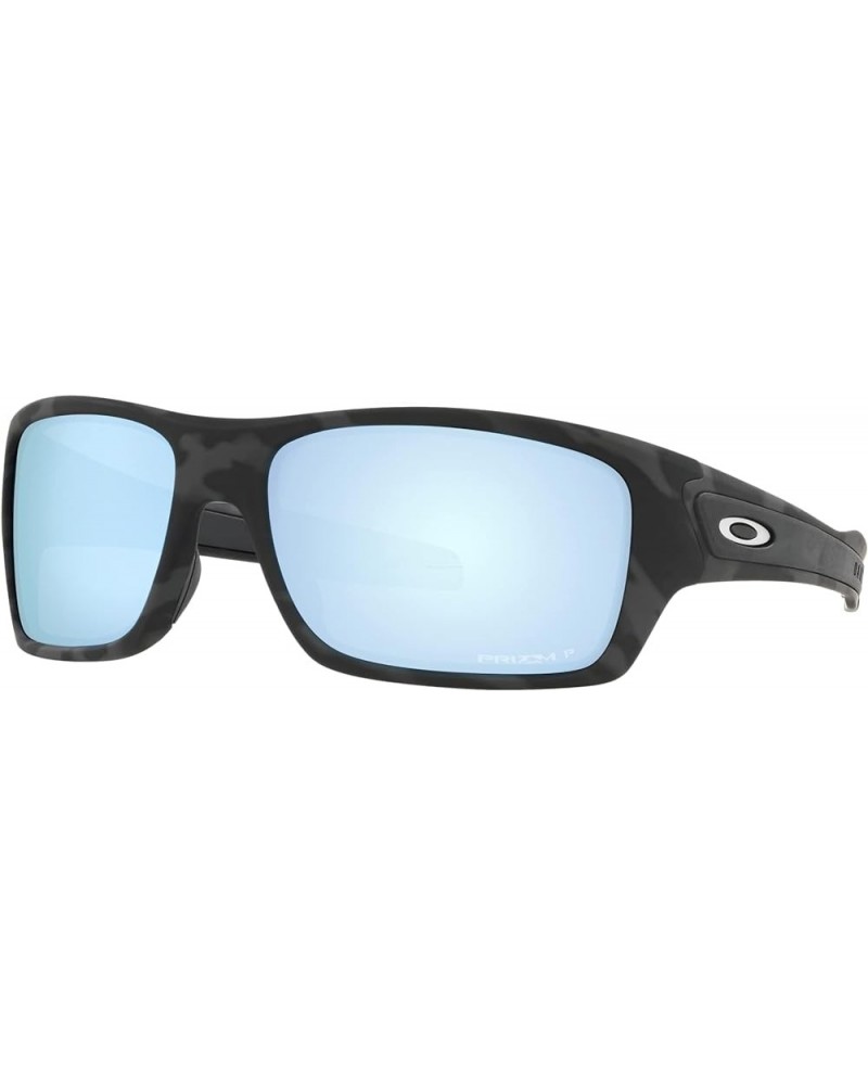 Men's Oo9263 Turbine Rectangular Sunglasses Matte Black Camo/Prizm Deep Water Polarized $61.70 Rectangular