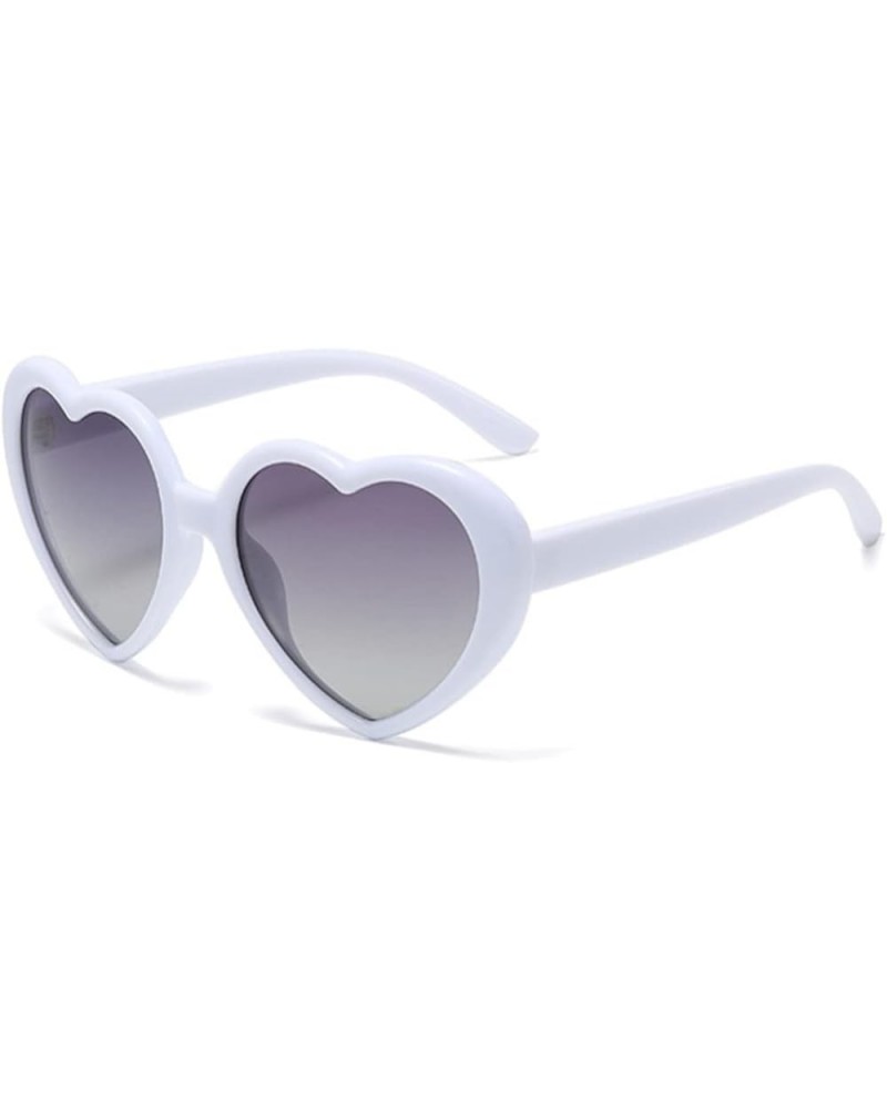 Classic Reflective Polarised Heart Shaped Oversized Sunglasses Men And Women UV400 White/Gradient Grey $6.71 Oversized