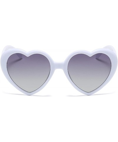 Classic Reflective Polarised Heart Shaped Oversized Sunglasses Men And Women UV400 White/Gradient Grey $6.71 Oversized