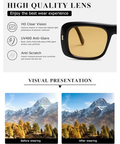 Sunglasses for Women Men Trendy Retro Fashion Sun Glasses 90's Vintage Y2K Oversize Square Frame Shades K1337 Black Yellow+bl...