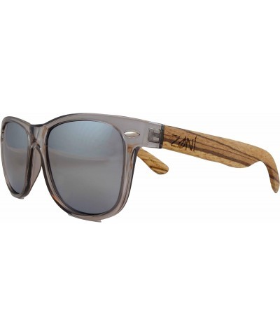 Zebra Wood Sunglasses With Polarized Silver Mirror Lenses $22.55 Wayfarer