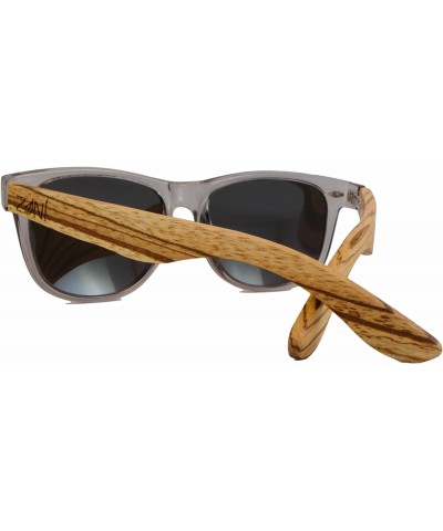 Zebra Wood Sunglasses With Polarized Silver Mirror Lenses $22.55 Wayfarer