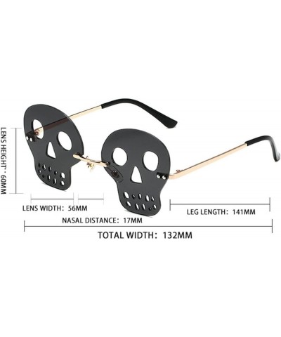 Fashion Rimless Skull Shape Sunglasses Women Funny Halloween Christmas Punk Y2K Sun Glasses Men Yellow $10.20 Sport