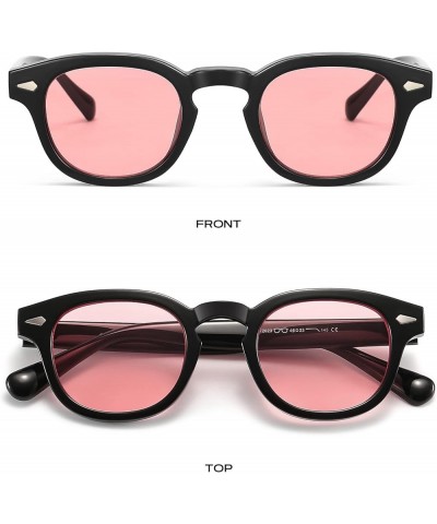 Unisex Vintage Retro Round Style Tinted Sunglasses For Men Women Fashion Circle Sun Glasses 46mm C29 Black Frame/Pink Tinted ...