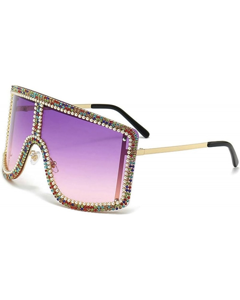 Oversized bling Rhinestones Sunglasses Women 2023 Luxury One Piece Y2K Sports Sun Glasses for Lady Punk Eyewear Purple $10.05...