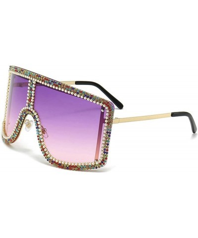 Oversized bling Rhinestones Sunglasses Women 2023 Luxury One Piece Y2K Sports Sun Glasses for Lady Punk Eyewear Purple $10.05...