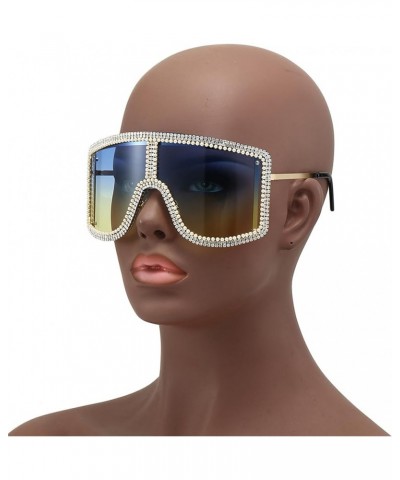 Oversized bling Rhinestones Sunglasses Women 2023 Luxury One Piece Y2K Sports Sun Glasses for Lady Punk Eyewear Purple $10.05...