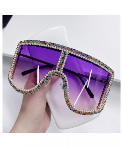 Oversized bling Rhinestones Sunglasses Women 2023 Luxury One Piece Y2K Sports Sun Glasses for Lady Punk Eyewear Purple $10.05...